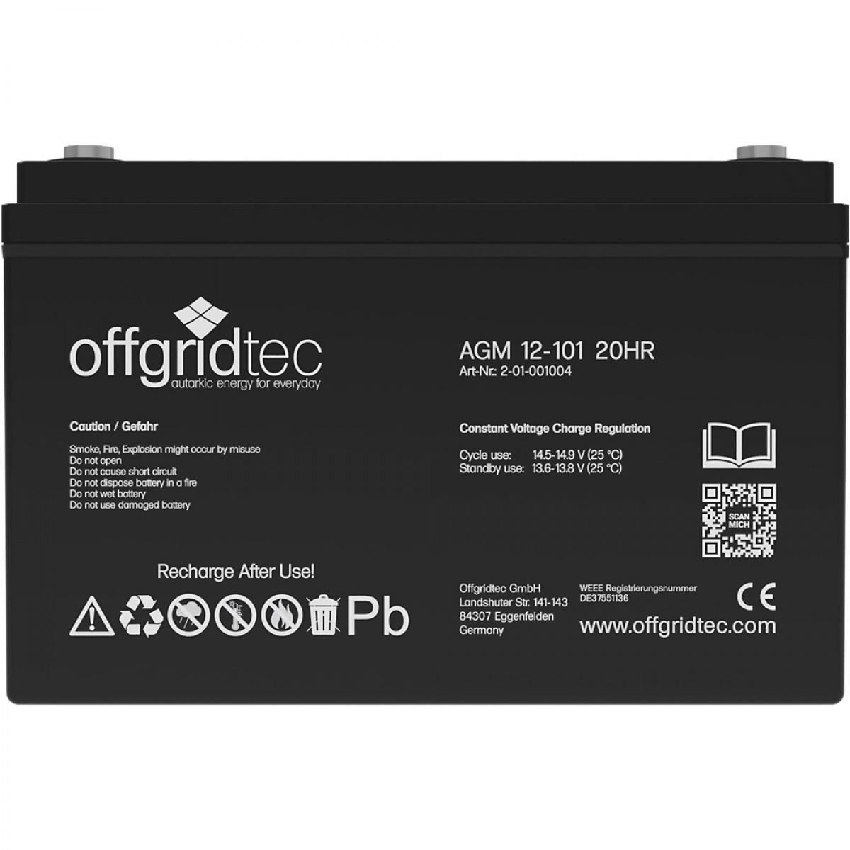 12 Volt 100ah Batterie In Agm Qualitat Von Offgridtec