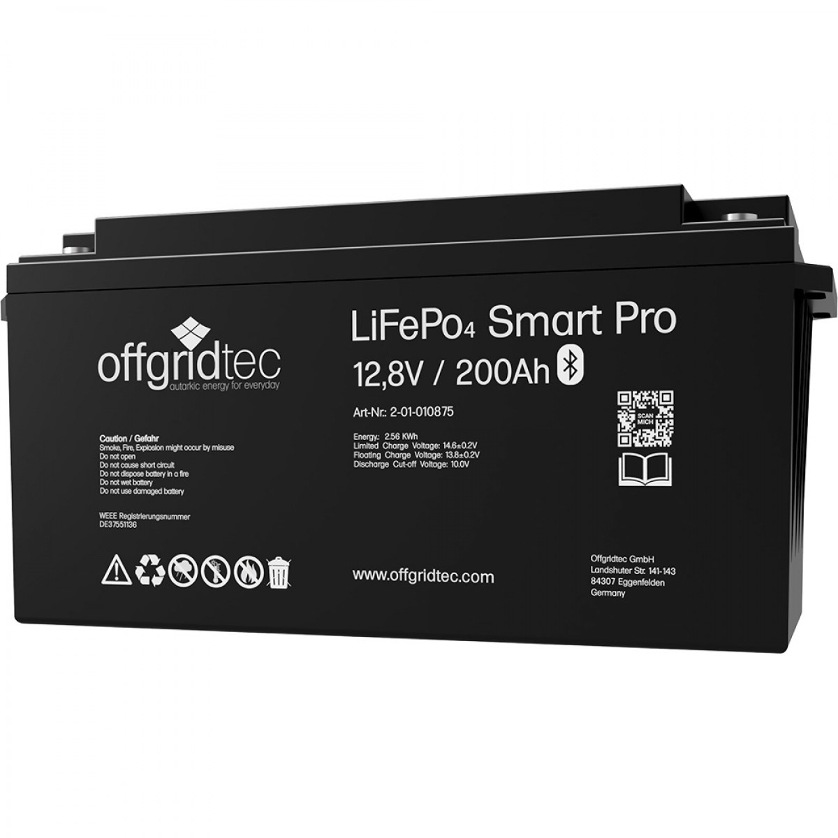 200Ah Lithium-Akku 12V LiFePo4 Smart-Pro 12/100 2560Wh 12,8V
