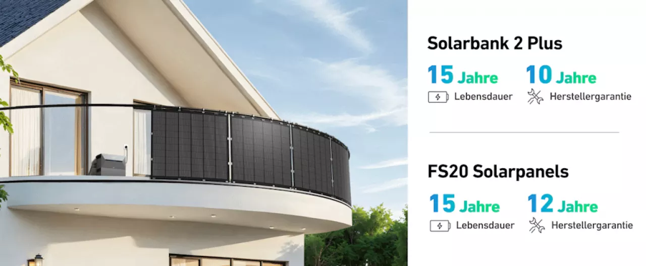 900W Flex-Balkonkraftwerk FS20 mit Speicher Anker Solix Solarbank 2 E1600 Plus