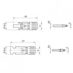 Abmessungen MC4-Stecker und Kupplung für 10mm² Solarkabel